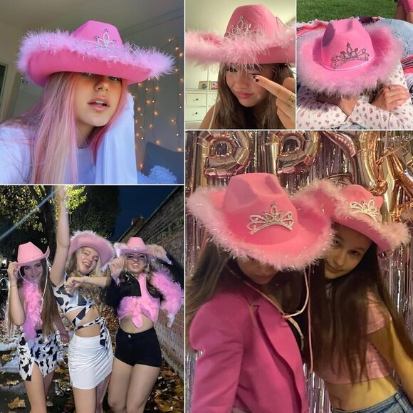 Pink Cowgirl Hat Set with Heart Sunglasses Bandana Western Costume Accessories main image 7